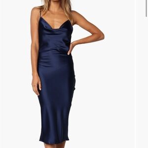 Petal & Pup Persia Satin Sheath Navy